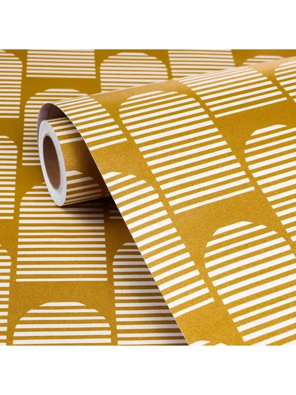 Vintage Dark Yellow Geometric Peel and Stick Wallpaper - Boho Mid Century Modern